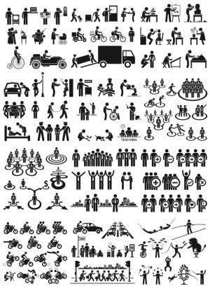Diverse Human Activities Icon Set Free Vector
