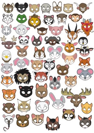 Collection of Cartoon Animal Faces with Various Expressions Free Vector