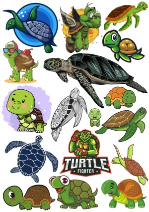 Collection of Cartoon and Realistic Turtle and Tortoise Illustrations Free Vector