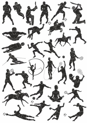 Silhouettes of Various Sports and Athletic Activities Free Vector