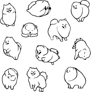 Cute Pomeranian Dog Vector Illustration Set Free Vector