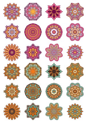 Colorful Mandala and Geometric Pattern Set Free Vector