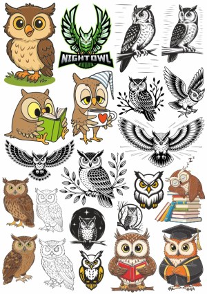 Assorted Owl Illustrations and Logos Collection Free Vector