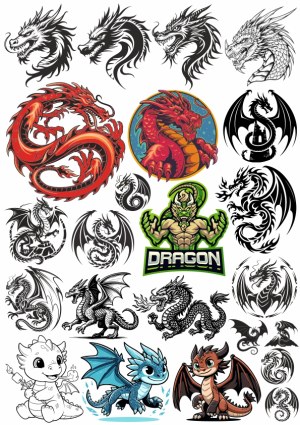 Collection of Dragon Vector Illustrations and Cartoon Dragons Free Vector