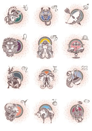 Astrological Zodiac Signs Decorative Vector Set Free Vector