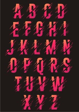 Bold Gradient Alphabet with Diagonal Lines Free Vector
