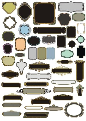 Ornate Vintage Frame and Label Vector Set Free Vector