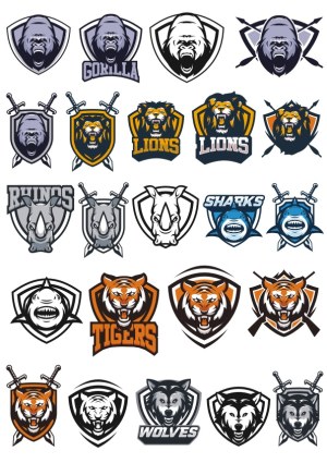 Animal Sports Team Logo Vector Pack Free Vector