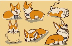 Cute Cartoon Corgi Dog Poses Vector Set Free Vector