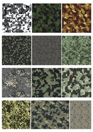 Collection of 12 Military Camouflage Patterns Free Vector
