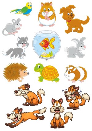 Cute Cartoon Pets and Wild Animals Collection Free Vector