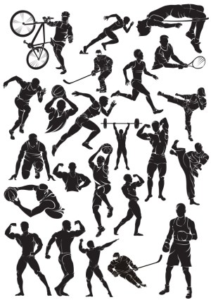 Silhouettes of Various Athletes in Action Poses Free Vector