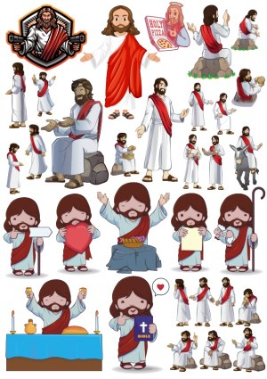 Jesus Christ Clipart Set in Various Poses and Styles Free Vector