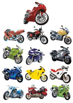 Colorful Collection of Various Motorcycle Vector Illustrations Free Vector