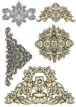 Vintage Baroque Floral Ornamental Vector Elements Free Vector