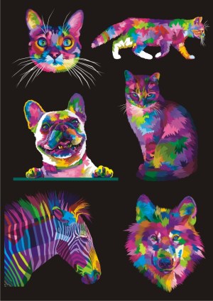 Colorful Pop Art Animals Set Free Vector