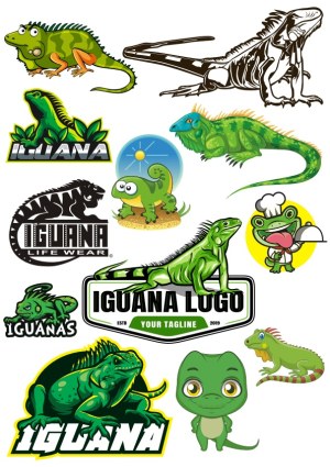 Collection of Iguana and Lizard Cartoon and Logo Vectors Free Vector