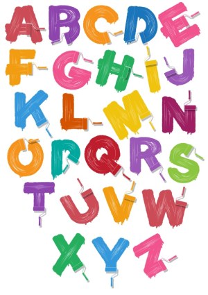 Colorful Alphabet Letters Painted with Roller Brushes Free Vector