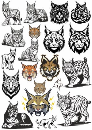 Lynx and Bobcat Vector Illustrations Collection Free Vector