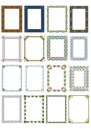 Set of 16 Decorative Vintage Vector Frames with Floral and Geometric Patterns Free Vector