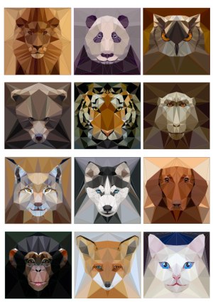 Geometric Polygonal Animal Portraits Collection Free Vector