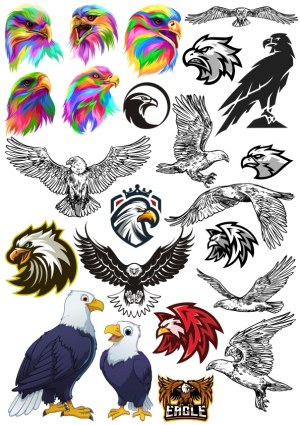 Colorful and Monochrome Eagle Illustrations and Logos Free Vector