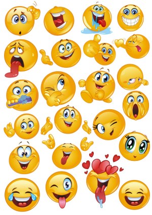 Set of 24 Colorful Expressive Emoji Faces Vector Illustrations Free Vector