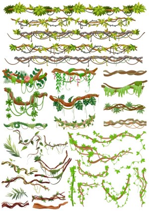 Collection of Jungle and Forest Vines and Branches Vector Set Free Vector