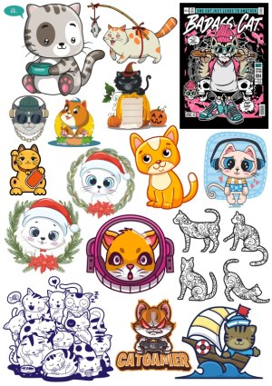 Collection of Cartoon Cats in Various Styles and Themes Free Vector