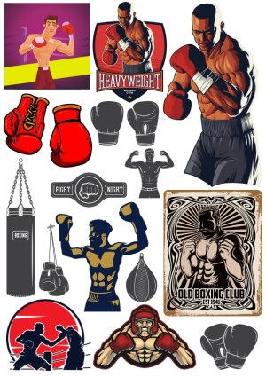 Boxing and Heavyweight Fighter Vector Collection Free Vector