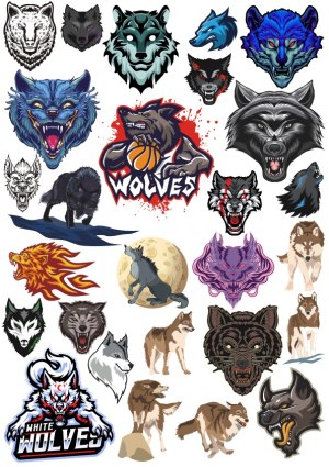 Collection of Diverse Wolf-Themed Vector Logos and Illustrations Free Vector