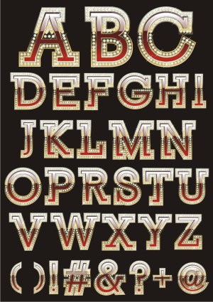 Vintage Marquee Light Bulb Alphabet and Symbols Free Vector