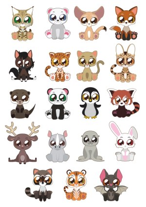 Cute Cartoon Baby Animals Vector Set Free Vector