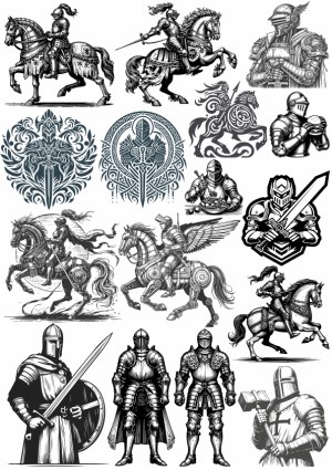 Medieval Knights and Armor Collection Vector Set Free Vector