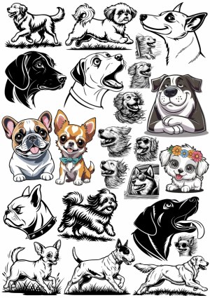 Collection of Various Dog Cartoon and Vector Illustrations Free Vector