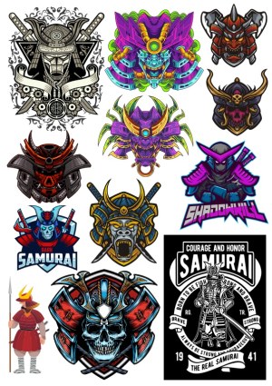 Samurai and Warrior Helmet Vector Collection Free Vector