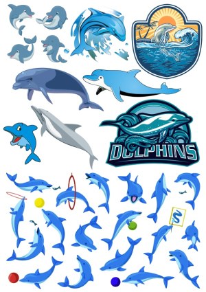 Collection of Dolphin Vector Illustrations in Various Styles and Poses Free Vector