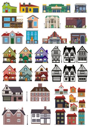Collection of Various Vector Buildings and Houses Free Vector