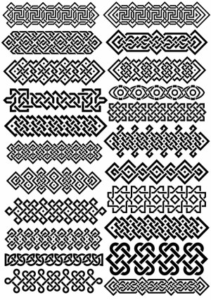 Black Celtic Knot Borders and Patterns Set Free Vector