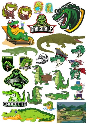 Collection of Cartoon and Mascot Crocodile and Alligator Illustrations Free Vector