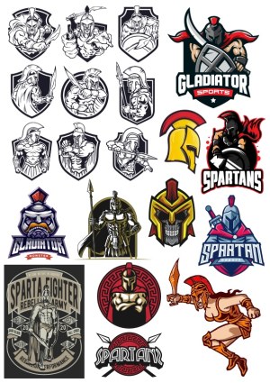 Spartan and Gladiator Warrior Vector Logos and Illustrations Free Vector
