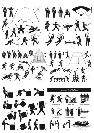 Sports and Human Trafficking Vector Icons Set Free Vector