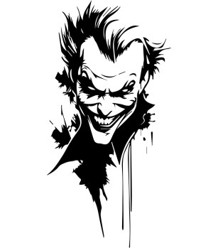 Black and White Stylized Joker Face Vector Free Vector