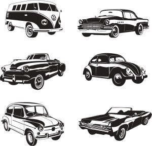 Vintage Classic Cars Vector Illustrations Free Vector