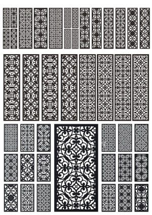Set of Ornate Black and White Vertical Decorative Panels Free Vector