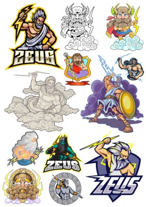 Zeus Greek God Lightning Bolt Vector Illustrations Collection Free Vector