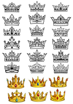 Collection of Royal Crowns Vector Icons Free Vector