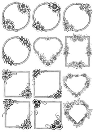 Floral Decorative Vector Frames Set Free Vector