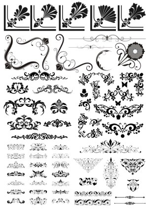 Vintage Floral and Swirl Decorative Ornaments Collection Free Vector