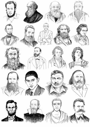 Hand-drawn Portraits of Famous Historical Figures and Philosophers Free Vector